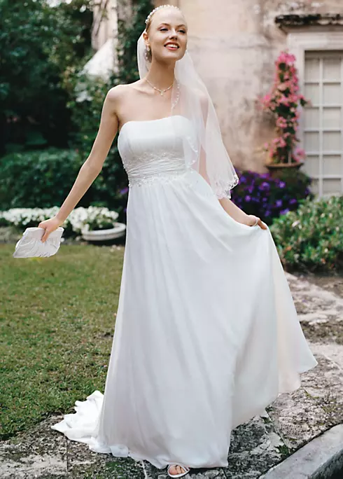 No Train Chiffon Gown with Beaded Lace on Waist Image 1