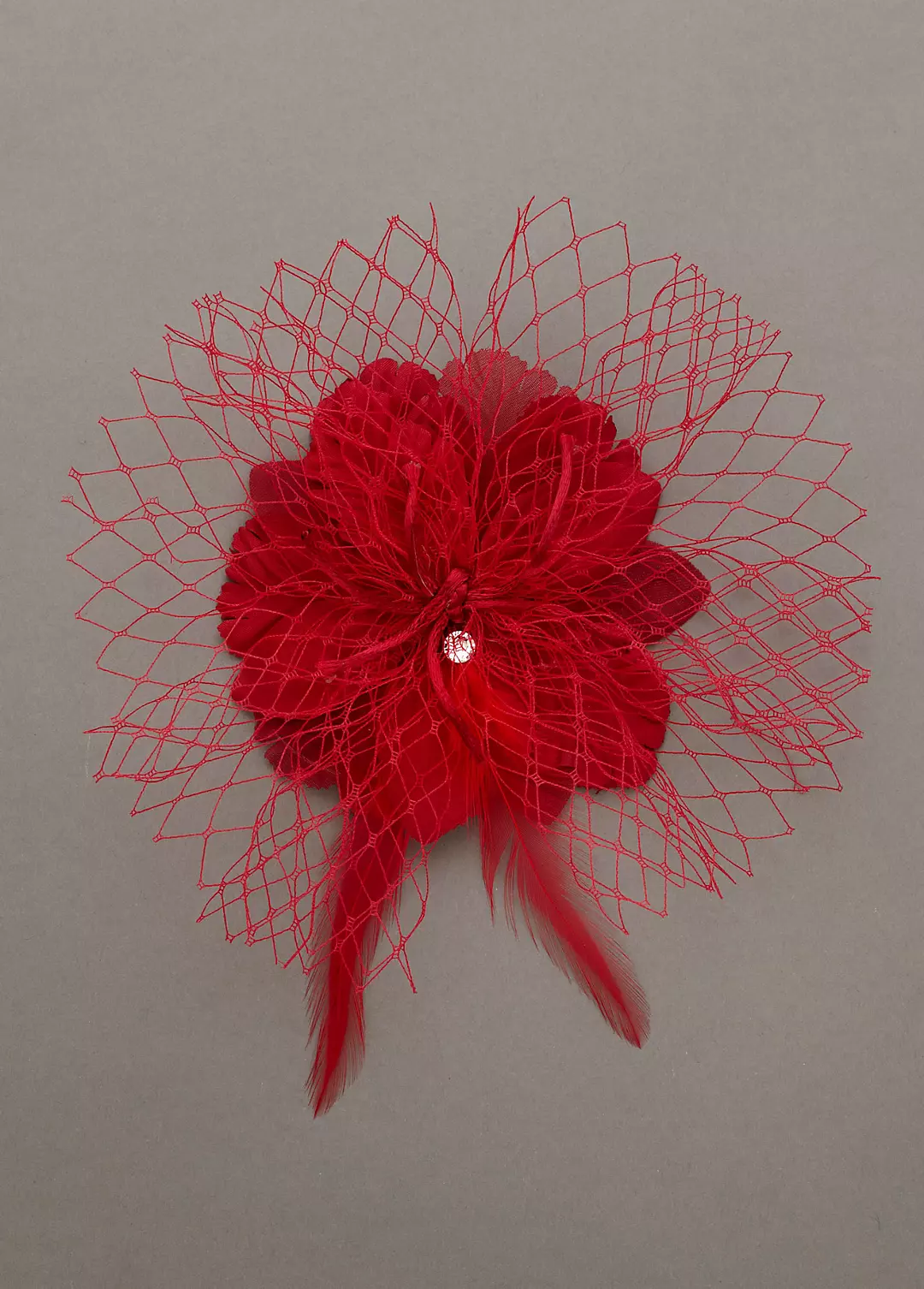 Flower Clip with Tulle and Feather Sprays Image