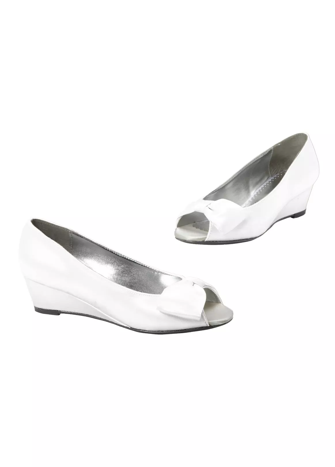 Dyeable Satin Flower Girl Peep Toe Wedge with Bow Image