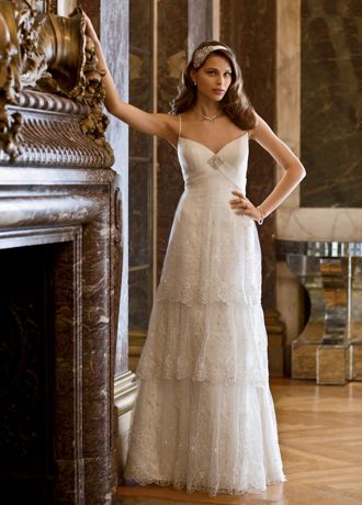 Tiered lace hotsell wedding dress