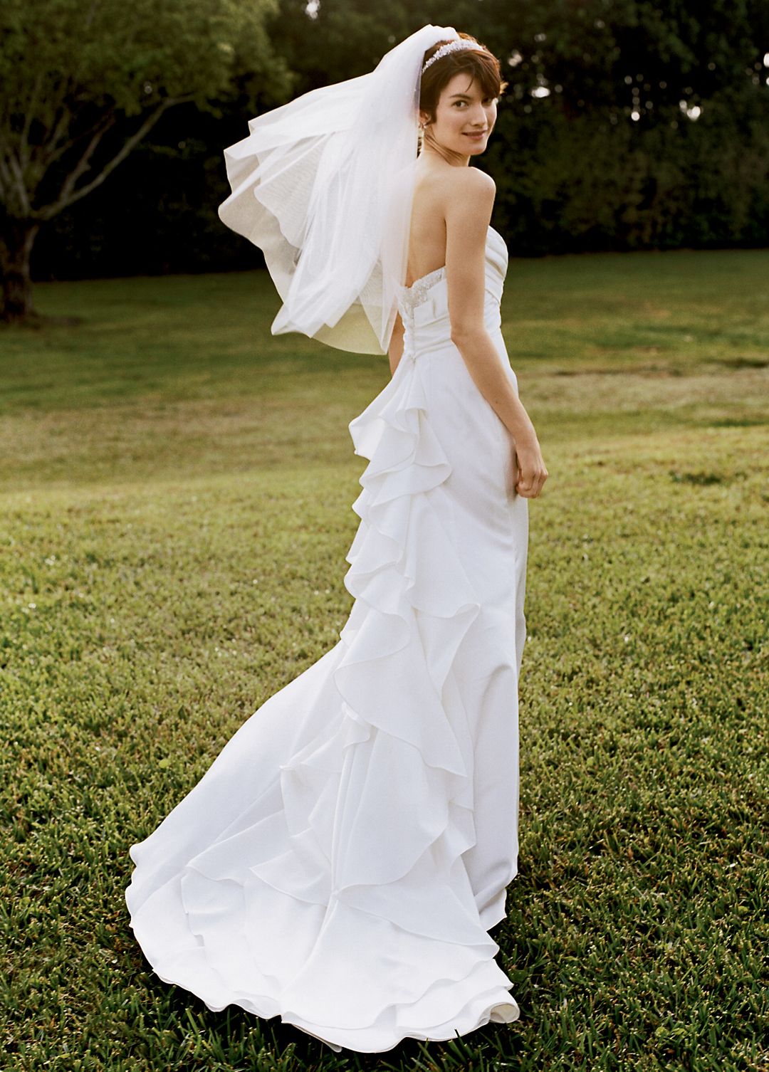 Mikado Gown with Ruffle Back Image 1