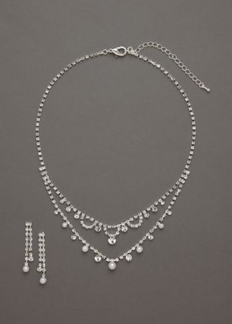 Haloed Faux Pearl Necklace and Earring Set