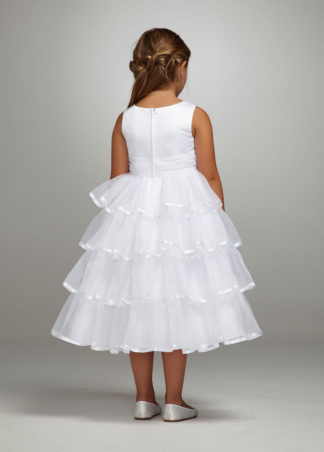 Organza Tiered Tea-Length Ball Gown Image 3