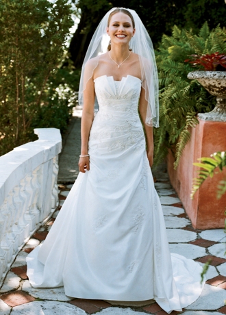 Taffeta Side-Drape Gown with Beaded Lace Image