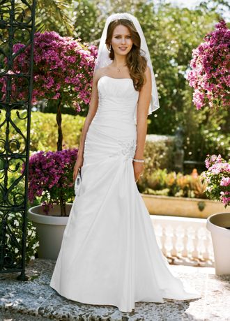 Side Draped Fit Flare Wedding Gown