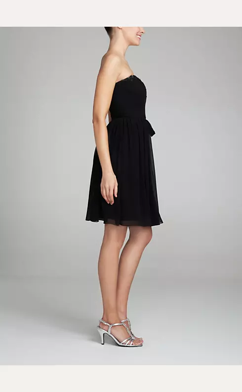 Strapless Crinkle Chiffon Dress with Beaded Detail Image 3