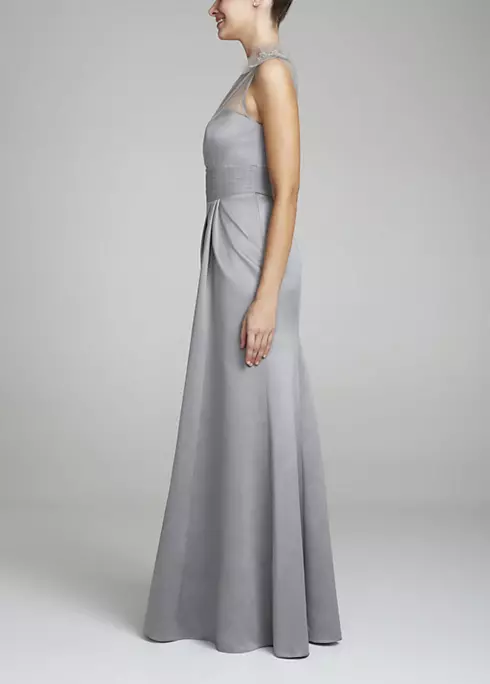 One Shoulder Satin Dress with Beaded Detail Image 3