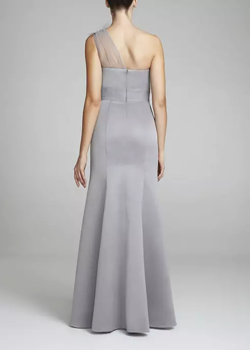 One Shoulder Satin Dress with Beaded Detail Image 2