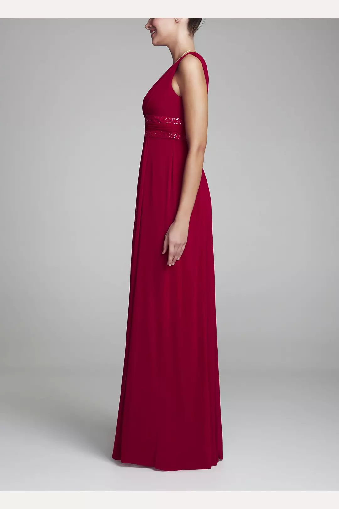 Sleeveless Long Dress with Double Banded Detail Image 3