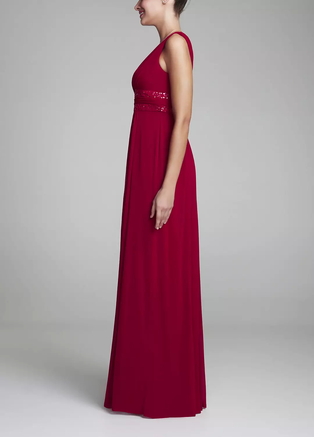 Sleeveless Long Dress with Double Banded Detail Image 3