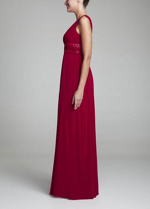 Sleeveless Long Dress with Double Banded Detail Image 4