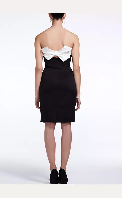 Short Satin Dress with Back Bow Detail Image 2