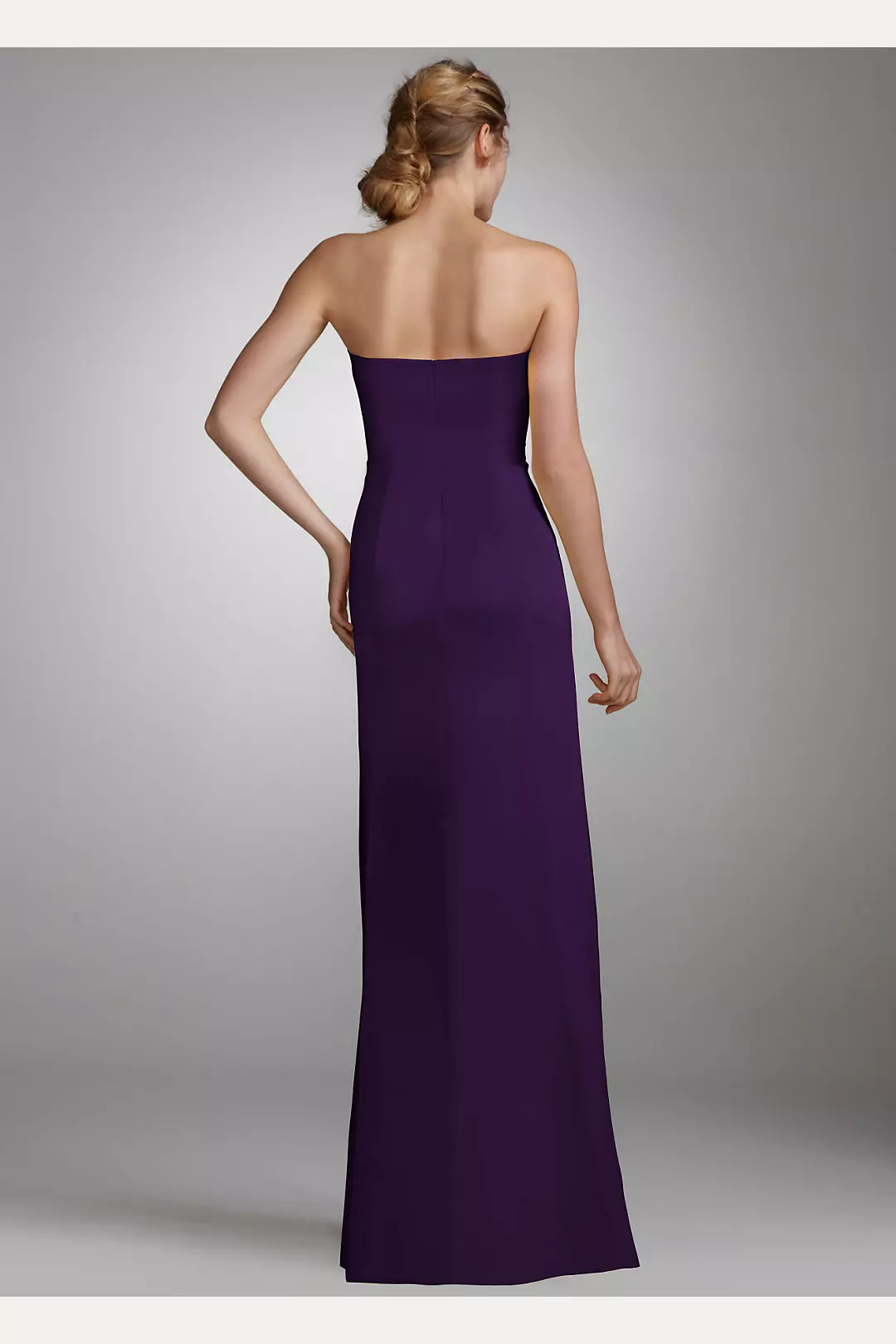 Strapless Long Charmeuse Dress with Slit Image 2