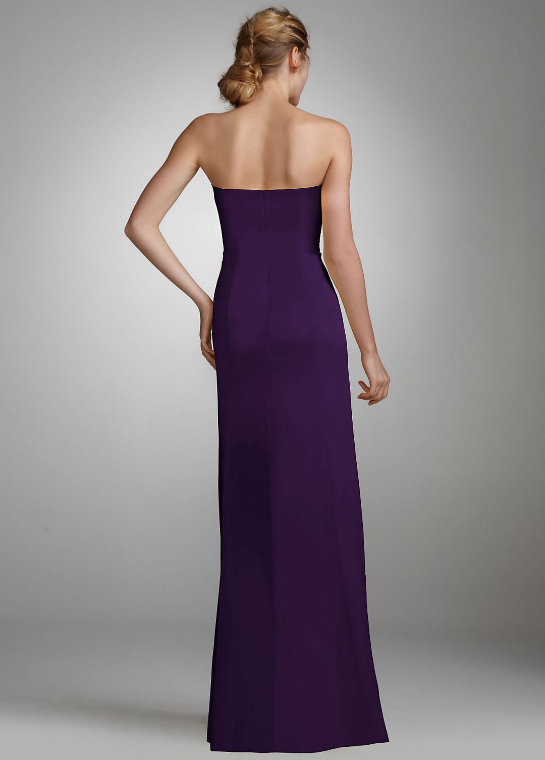 Strapless Long Charmeuse Dress with Slit Image 4