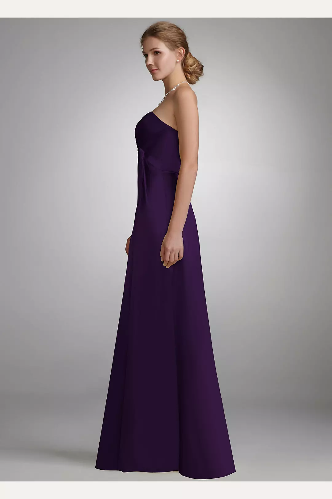 Strapless Long Charmeuse Dress with Slit Image 3