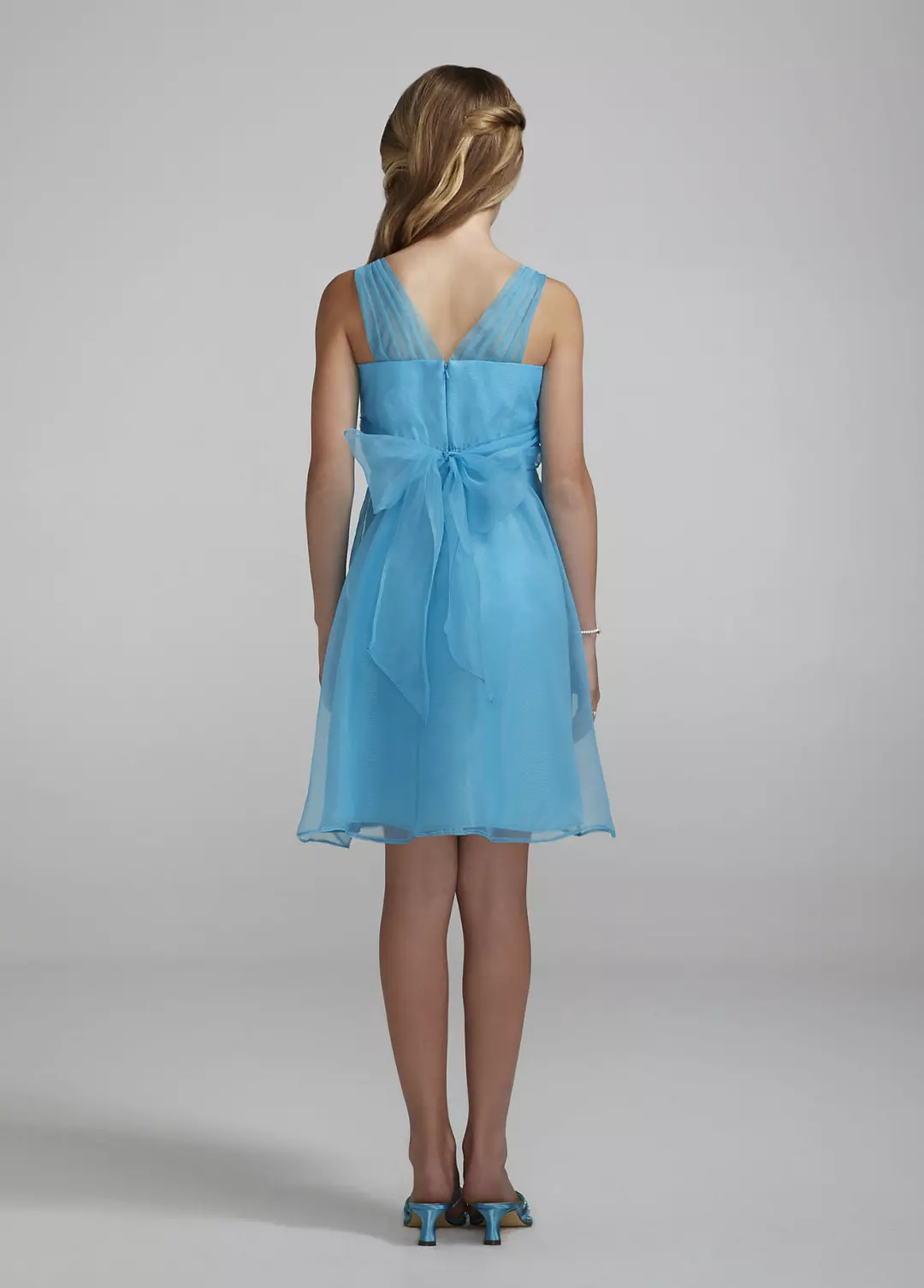 Sleeveless Organza Dress with Pleating Image 2