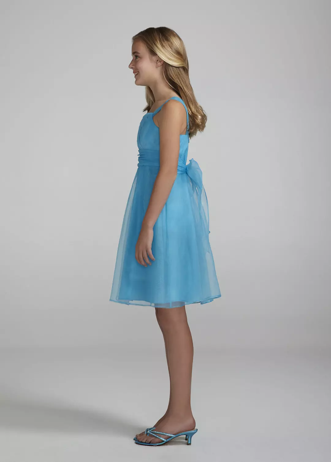 Sleeveless Organza Dress with Pleating Image 3