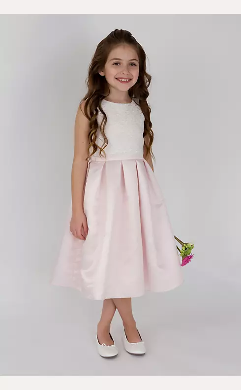 Scalloped Lace and Satin Flower Girl Dress Image 1