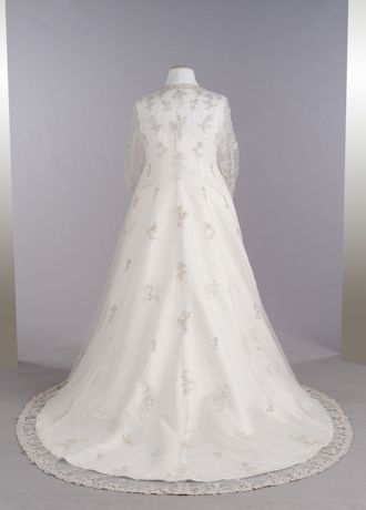 Strapless Satin A-line with Beaded Lace Jacket | David's Bridal