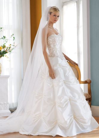 Lace Beaded Bodice with Cinched Taffeta Skirt  Image