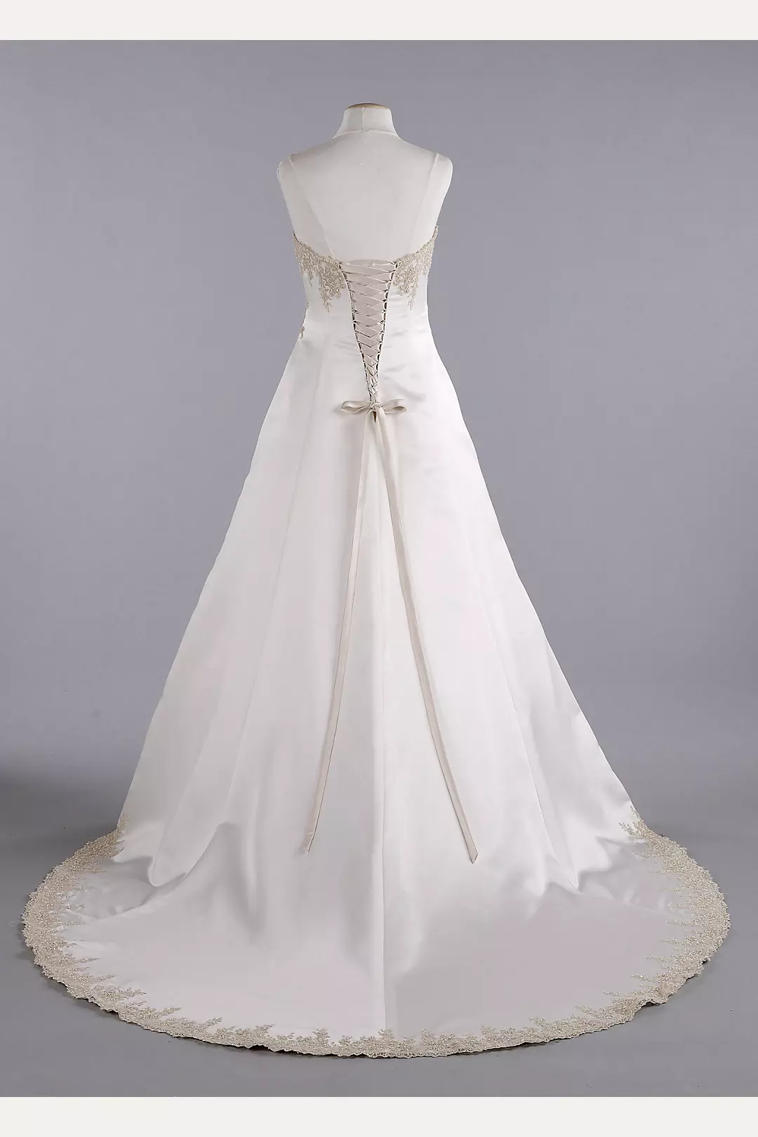 Strapless Satin Wedding Dress with Beaded Lace  Image 2