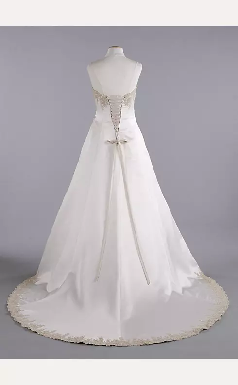 Strapless Satin Wedding Dress with Beaded Lace  Image 2