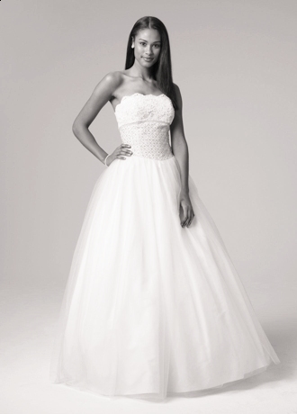 Strapless Tulle Ball Gown with Beaded Corded Lace Image