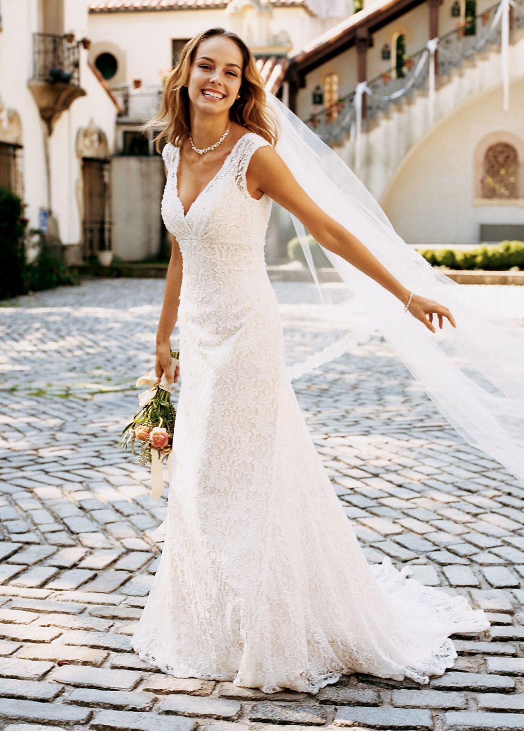 Petite All Over Beaded Lace Trumpet Gown  Image 3