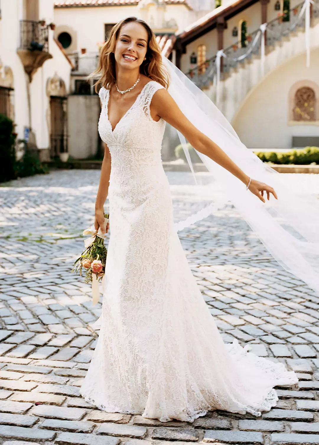 All Over Beaded Lace Trumpet Gown  Image