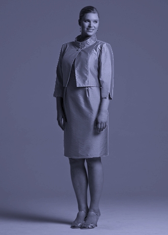 Three Quarter Sleeve Shantung Short Jacket Dress Image