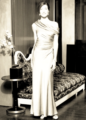 One-Shoulder Sueded Charmeuse Side Drape Dress Image