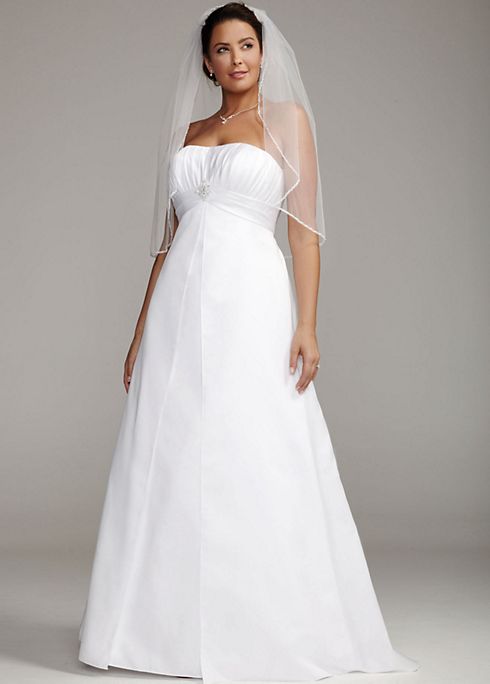 Strapless Satin Gown with Pleated Bodice Image