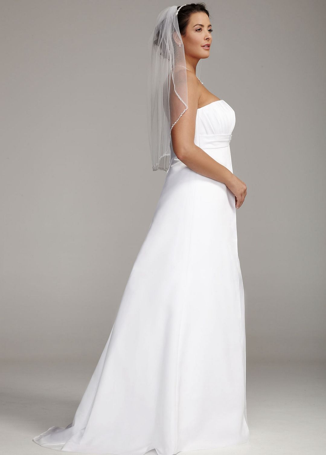 Strapless Satin Gown with Pleated Bodice Image 4