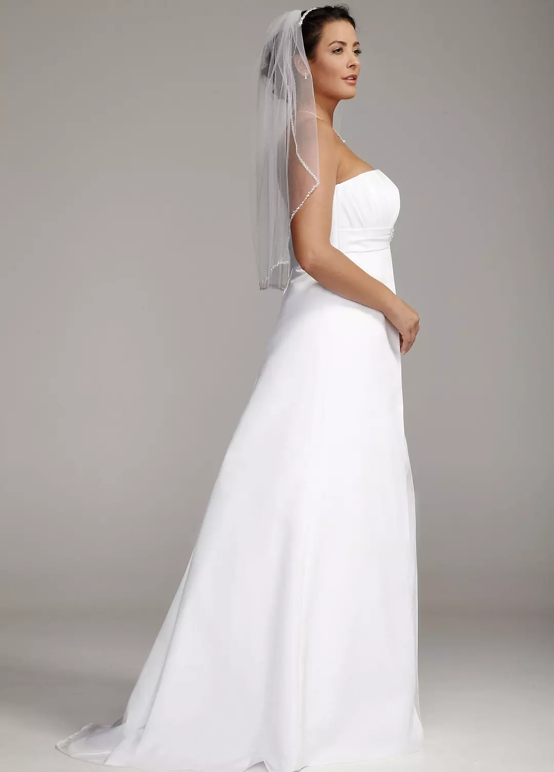 Strapless Satin Gown with Pleated Bodice Image 3