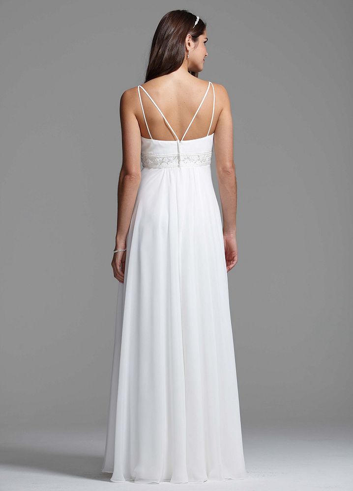 DB Studio Wedding Dress Spaghetti Strap Chiffon A-Line with Front ...