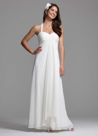 Halter Chiffon A-Line with Center Front Draping | David's Bridal