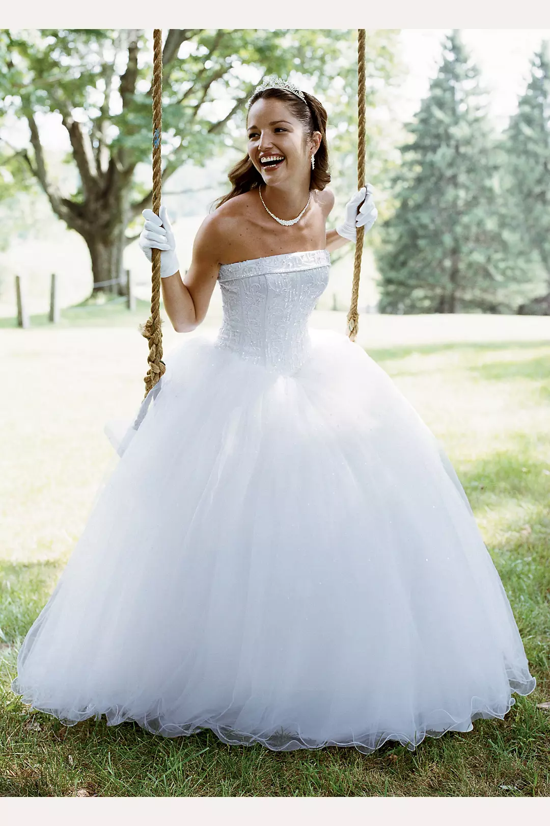 No Train Tulle Ball Gown with Beaded Satin Bodice Image