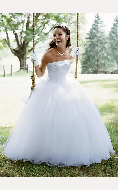 No Train Tulle Ball Gown with Beaded Satin Bodice Image 1