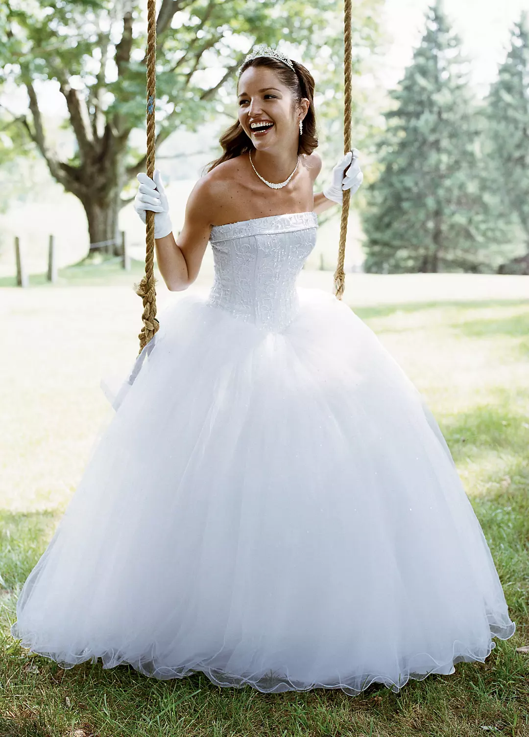 No Train Tulle Ball Gown with Beaded Satin Bodice Image