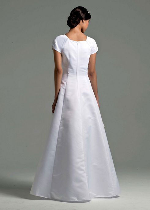 Short Sleeve Satin A-line Gown  Image 4