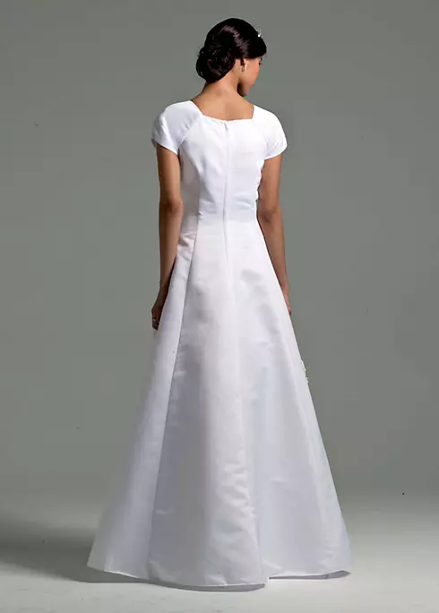 Short Sleeve Satin A-line Gown  Image 2