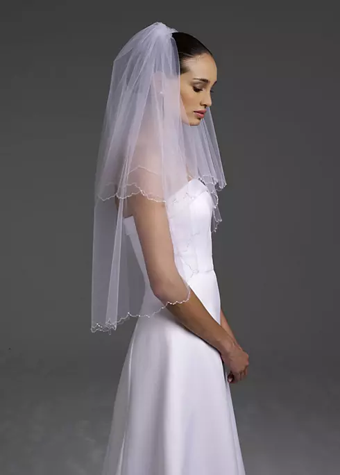2 Tier Elbow Veil with Scalloped Beaded Edge Image 4