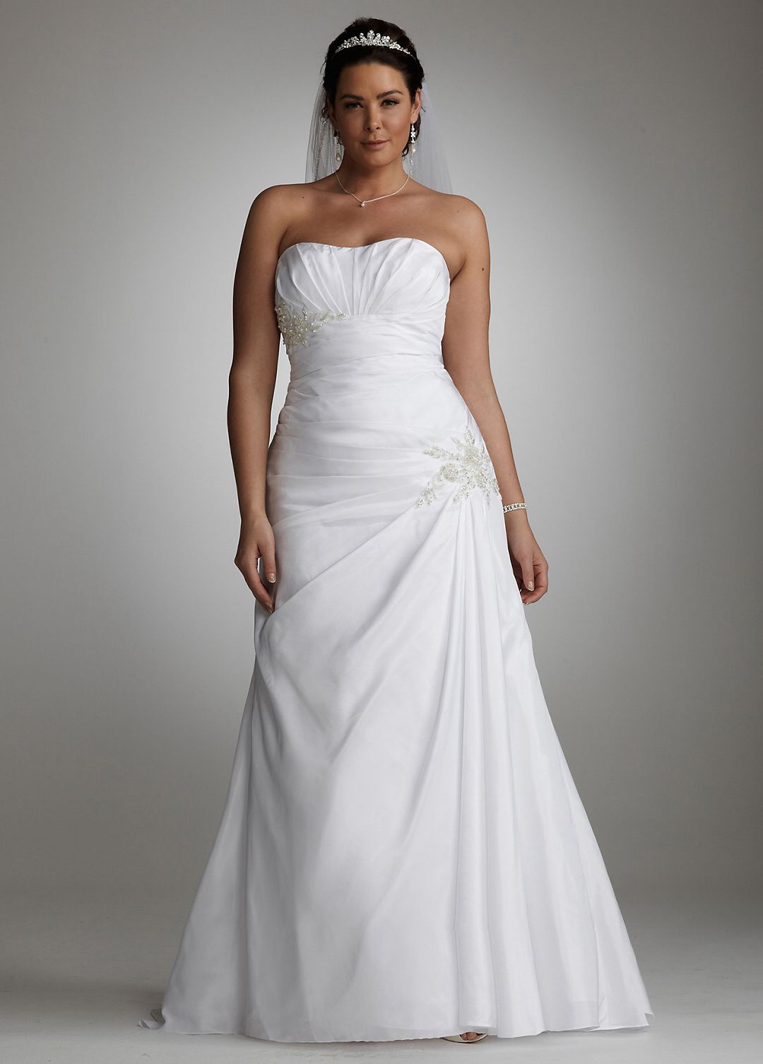 Side-Draped Fit & Flare Gown with Applique Detail Image 3