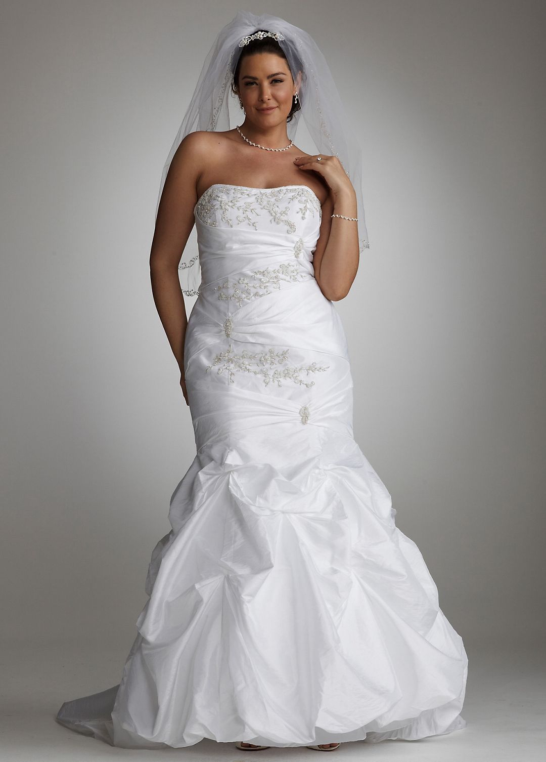 Taffeta Gown with Beaded Appliques and Pick Ups Image 1