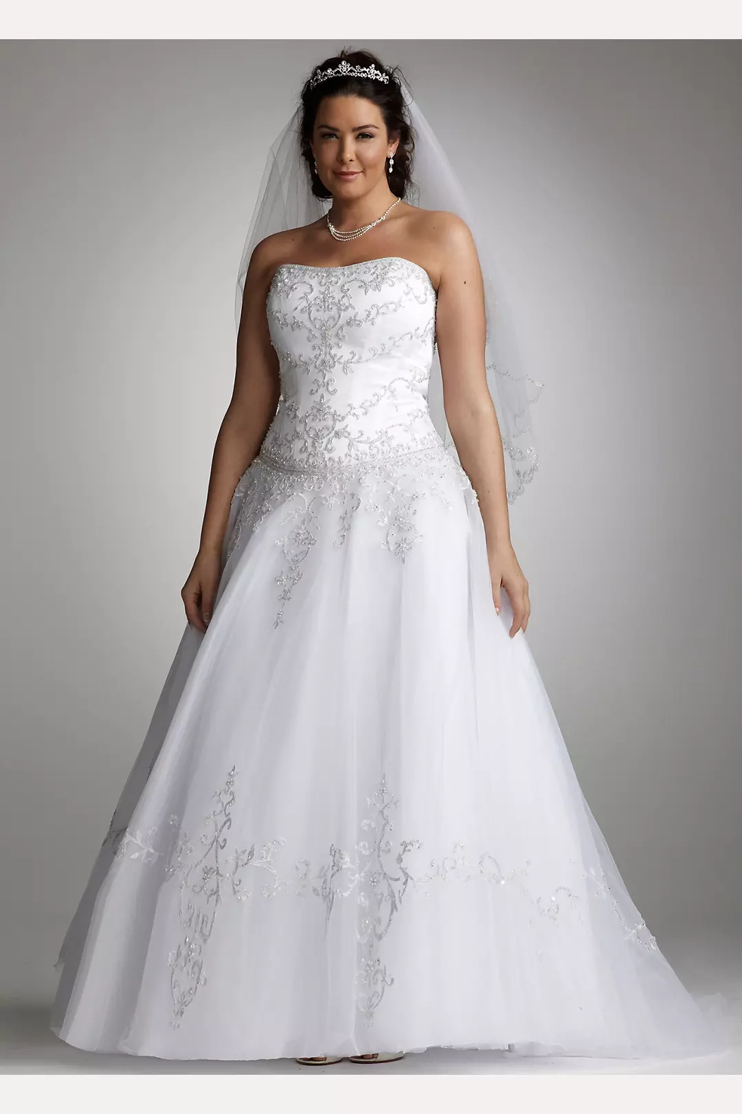 Extra Length Tulle Ball Gown with Satin Bodice Image