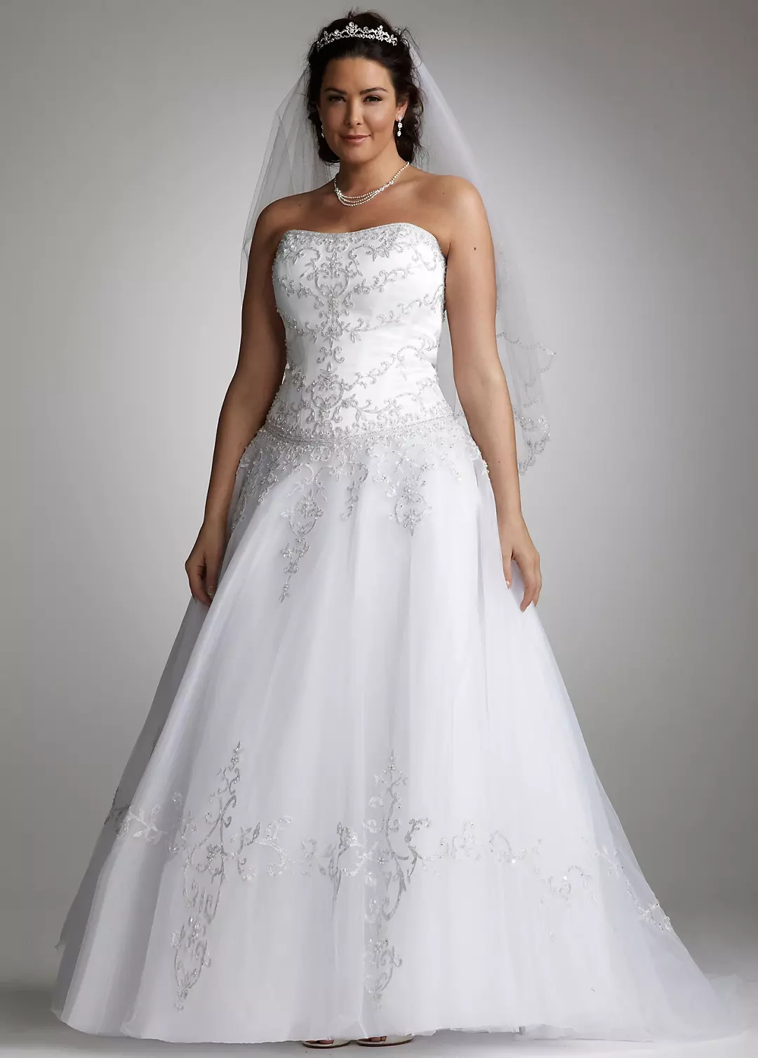 Extra Length Tulle Ball Gown with Satin Bodice Image