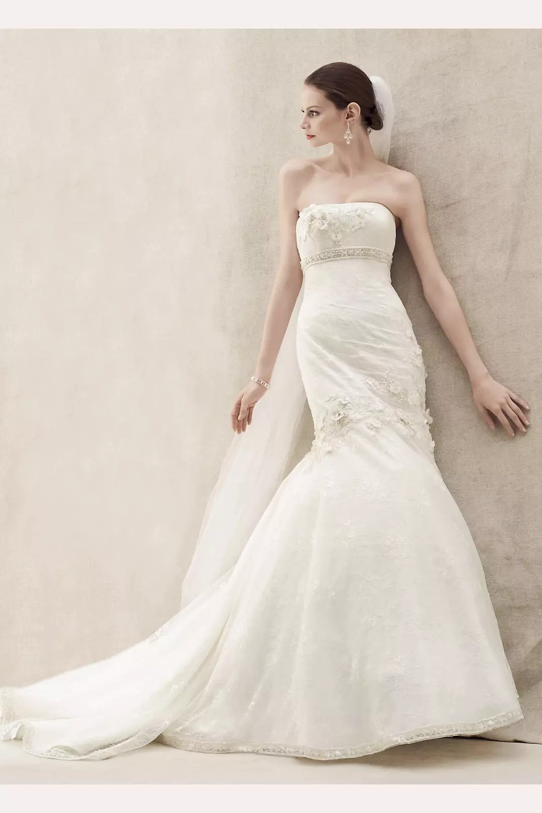 Petite Lace Wedding Dress with Floral Details Image 3