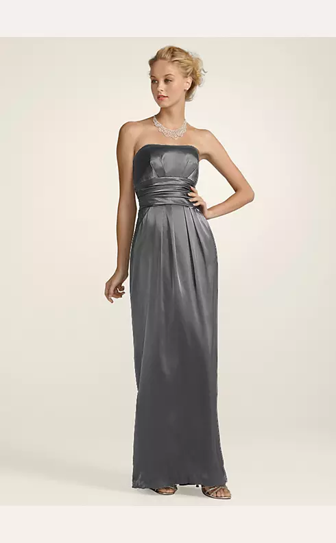 Strapless Slim Charmeuse Gown with Ruched Waist Image 1