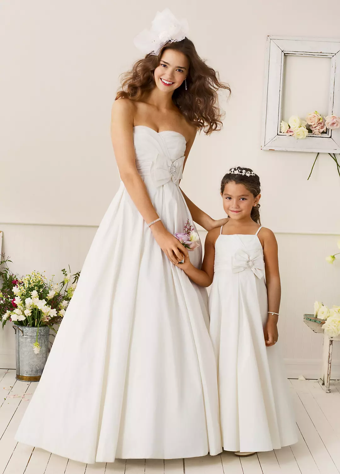 Shantung Taffeta Flower Girl Ball Gown with Bow Image 1