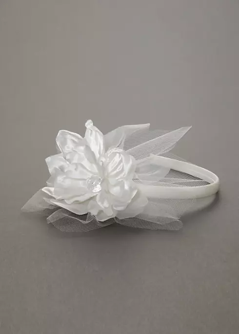 Flower Girl Headband with Flower and Tulle Pouf Image 1